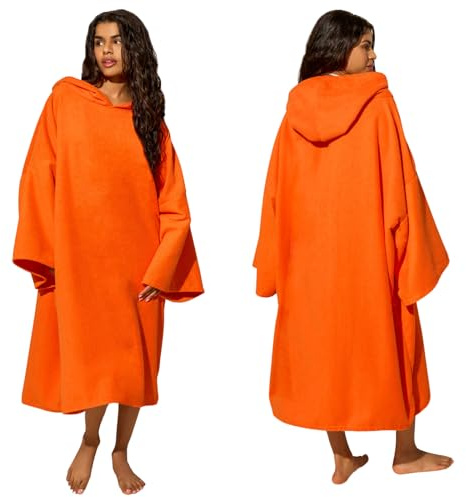 Brentfords Towel Poncho Adult Womens, Quick Dry Beach Towels for Adults Hooded Large Bath Swim Surf Beach Absorbent Soft Microfibre Towel Changing Robe, Orange