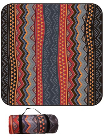 Treer Picknickdecke Wasserdicht isoliert Campingdecke Stranddecke Böhmischer Stil Faltbar Klein Groß Picknickmatte, für Outdoor Strand Camping Wandern Ausflüge (150x200 cm,Rot)