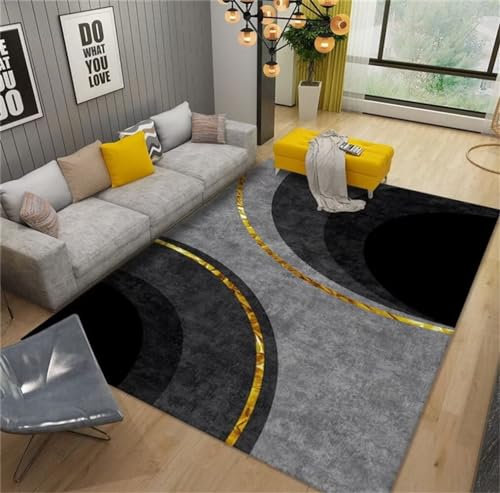 DJHWWD Auslegware Teppichboden Kinderteppich Wald Gelber, moderner, minimalistischer Design-Esszimmerteppich, leicht zu reinigen 200x250CM dunkelgrau teppiche