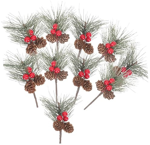 Alipis 40 Pz Decorazione Natalizia Frutta Rossa Ornamento Da Tavolo Arredamento Da Tavolo Agrifoglio Decorazione in Pino Di Simulazione Piccoli Accessori Natale Pianta Rosso Pvc Green