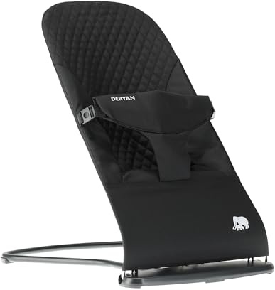 DERYAN Buddy babygungbräda – ergonomisk och mjuk – justerbar och vikbar – resegungbräda för spädbarn 0–9 kg – svart