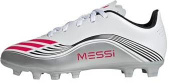 adidas Unisex niños F50 Messi Club Firm Ground/Multi Ground Football Boots Kids, FTWR White/Lucid Red/Silver Met, 34 EU