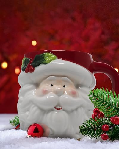Weihnachtstasse Santa Clause | handbemalte 3D Keramik Tasse | Für Weihnachten, Nikolaus, Adventskalender, Wichteln | Weihnachtliche Deko, Weihnachtsdeko | Christmas Kaffeetasse 410 ml (Weihnachtsmann)