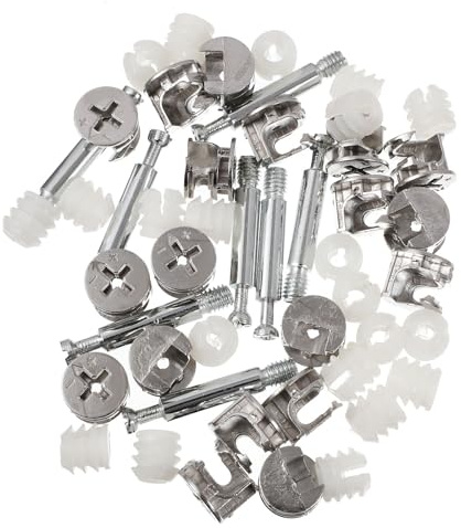 OKUMEYR Kit 50 Pezzi Accessori per Mobili in Lega di Zinco Chiusura Eccentriche Cilindriche, Ferramenta per Assemblaggio Mobili e Riparazione Armadi