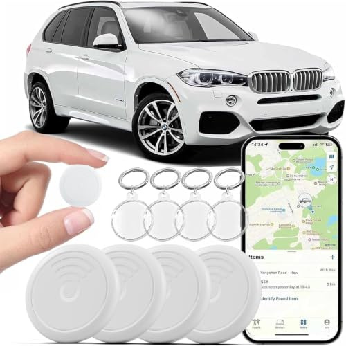 Smart Tags 4 Pack Air Tracker Item Finders Work with Apple Find My (iOS Only) Track Your Keys,Wallet,Backpack,Luggage,Super Lightweight,Comes with 4 Beautiful Keychains and Waterproof Cases (4)