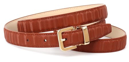 Anthoni Crown Damen Schmaller Ledergürtel 44A3D40 Gürtel, Mocca, 75