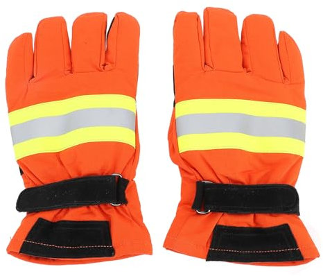 Zunate Gants de Lutte contre L'incendie, Gants de Protection de Sauvetage de Lutte contre L'incendie avec Bandes Réfléchissantes, Résistants à la Chaleur, Imperméables, Ignifuges