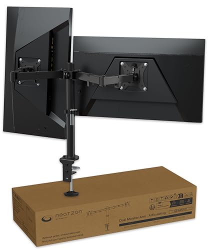 neatzon Dual Monitor Halterung 13–27 Zoll – Monitorarm für 2 Monitore bis 8 kg, Bildschirmhalterung Schreibtisch mit Kabelmanagement, VESA 75x75 / 100x100, Höhenverstellbar NZ-ARM-01
