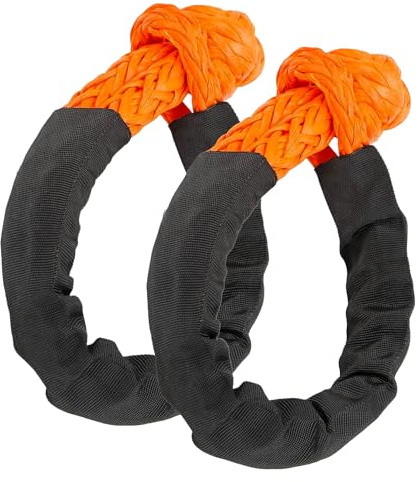 Soft Schäkel, Softschäkel Offroad, Synthetisches Weiches Schäkelseil (2er-Pack) 1,7 cm x 50 cm (mindestens 37479 lbs Bruchfestigkeit). Offroad-Bergeset mit weichem Schäkel für Lkw, UTV, ATV