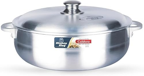 Kitchen King Caldero Aluminium Casserole Dish with Lid – Heavy-Duty Cooking Pot with Handles – Ideal for Stew, Curry & Soup – PFOA-Free – Available in 22cm, 24cm, 26cm, 28cm, 30cm (26cm)
