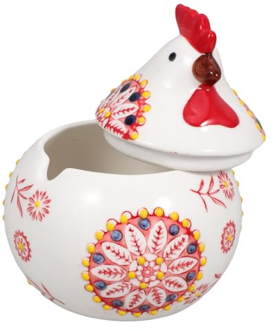 Ciieeo Keramik Gewürzglas Huhn Mit Deckel 5.3 Zoll Vorratsdose Hahnenform Mit Blumenrelief Aufbewahrungsglas Für Küche Snacks Gewürze Dekorative Keksdose Für Haushalt Und Ostern