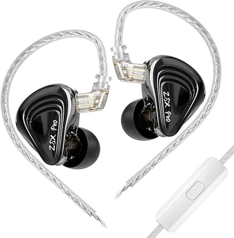 KZ ZSX PRO - Cuffie intrauricolari con monitor, 5BA+1DD, ibridi, Hi-Fi, con isolamento acustico, suono stereo, comode cuffie per audiofili, musicisti (con microfono, nero)