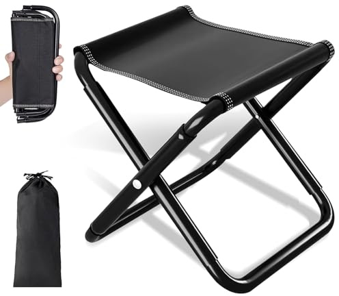 Bcuuozeeing Tabouret de camping pliable - 200 kg - 30 cm - Tabouret pliant portable avec sac de rangement - Tabouret de camping pour pêche, voyage, jardin, plage, randonnée, barbecue