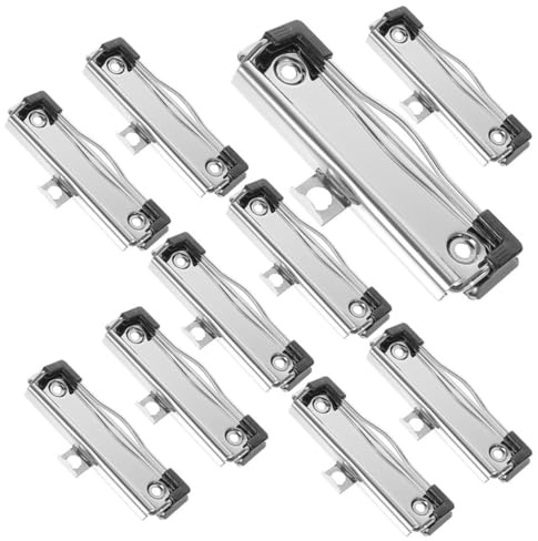 Healvian Lot de 10 Pinces à Presse-Papiers Métalliques 10 CM Trou Suspendre et Pieds en Caoutchouc Accessoires pour Classeurs et Panneaux Fixation Pratique pour Bureau Cuisine