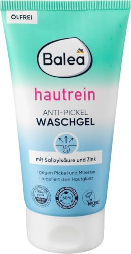 Balea Hautrein 3in1 Reinigung Peeling Maske – Anti Pickel & Anti Mitesser Gesichtspflege mit Salicylsäure, Rosa Tonerde & Zink – Porentiefe Reinigung gegen Unreine Haut – Vegan – 150 ml