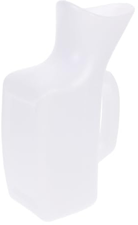 Urinal für Frauen 1000ml aus Kunststoff mit Dichtem Deckel | Tragbar und Wiederverwendbar, Weiß, mit Reinigungsbürste für Camping und Trekking