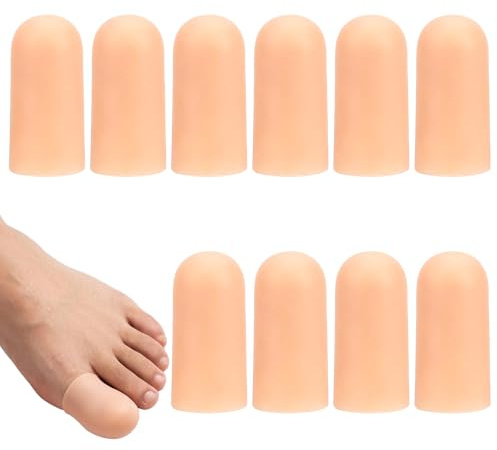 OQKAHIV 10x Silicone Toe Covers - Protège Orteils, Protège Gros Orteil Silicone, Protection doigt de pied Respirants, Protecteurs D'orteil pour Cors Ampoules Callosités Ongles Incarnés, Couleur chair