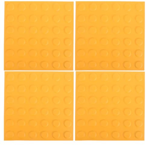 SOESFOUFU 4 Piezas de Tableros Ciegos Táctiles de Pvc Antideslizantes Amarillos para Pasillos y Aceras, Guía Clara para Personas Discapacidad Visual