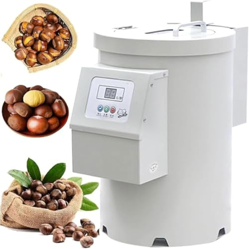 Sbucciatore Elettrico di Castagne Automatico 400W con Timer Digitale e 10 Lame per Uso Commerciale in Ristoranti, Nocerie, Mense e Stabilimenti Alimentari (Supermercati),220V Plug-in Version