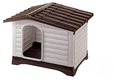 Ferplast Hundehütte DOGVILLA 70, Hundehütte Outdoor, Hundehaus, Seite zum öffnen, Boden zum Abtropfen, Isolierender Boden, Abnehmbares Dach, Lüftungsgitter, Recycelter Kunststoff, 73 x 59 x H 53 cm