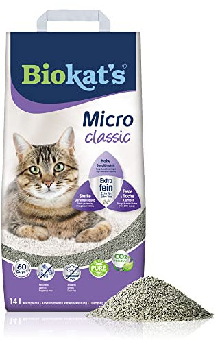 Biokat's Micro classic Katzenstreu ohne Duft - Klumpstreu aus Bentonit mit extra feiner Körnung für hohe Ergiebigkeit - 1 Sack (1 x 14 L)