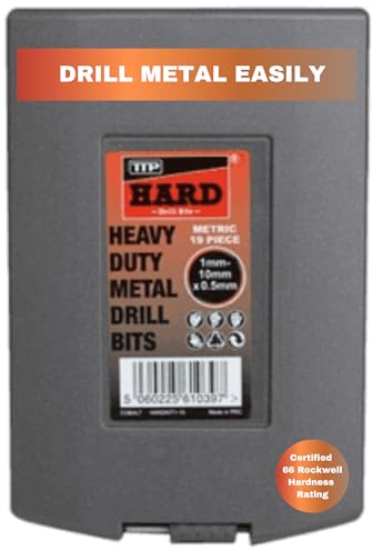 TTP HARD 19-Piece Metric Cobalt Drill Bit Set (1–10 mm, M35 5% Cobalt) – Fully Ground Bits for Stainless Steel & Hard Metals – 135° Split Point, Rigid Plastic Case