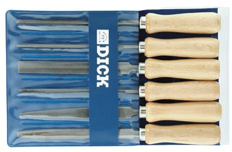 F. DICK Schlüsselfeilensatz 6tlg. 100 mm (Feilen für allgemeine Arbeiten, Hieb 2, Stahl, Eisen, NE-Metall) 11861020, Schwarz/Rot