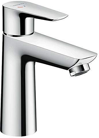 hansgrohe Waschtischarmatur Talis E, Wasserhahn Bad mit Auslaufhöhe 110mm, ohne Ablaufgarnitur, Badarmatur energiesparend (CoolStart) und wassersparend (EcoSmart), Chrom