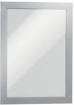 Durable Magnetrahmen - selbstklebend - für DIN A5, Rahmen silber, VE 20 Stk - Beschriftungstasche Dokumentenhalter, Klarsichttafel Dokumententasche Fototasche Fototaschen Informationsrahmen Klarsichttafel Magnetische Fototasche Magnettasche Selbstkl
