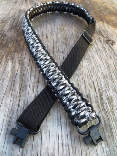 Tragegurt für Gewehr mit 550 Paracord mit Wirbel, verstellbar, Urban Camo & Black