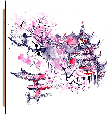 Feeby Frames, Tableau mural, Tableau Déco, Tableau imprimé, Tableau Deco Panel, 60x80 cm, CERISIER JAPONAIS, ABSTRACTION, VIOLET