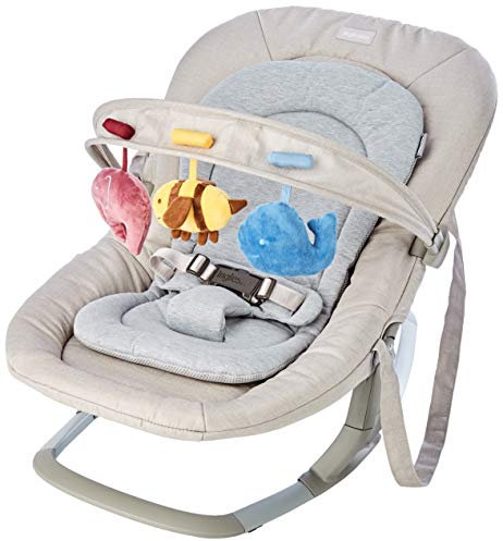 Inglesina Lounge Sdraietta Musicale, Butter, Dalla Nascita fino a 9 Kg, Dondolio Rilassante, Reclinabile, Cintura di Sicurezza, 22 x 47 85 cm; 2 kg