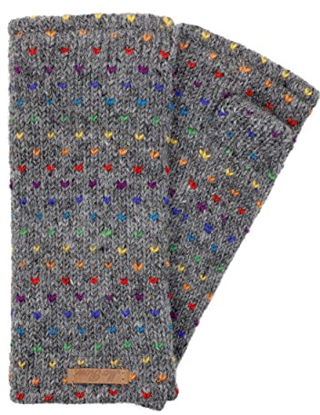 McRon Damen Gestrickte Pulswärmer Stulpen Modell Ines regenbogen