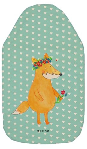 Mr. & Mrs. Panda Wärmflasche Fuchs Blumen - Geschenk, Freude, Kleine Wärmflasche, Körnerkissen, Blumenkranz, Freundinnen, Bettflasche, boho,