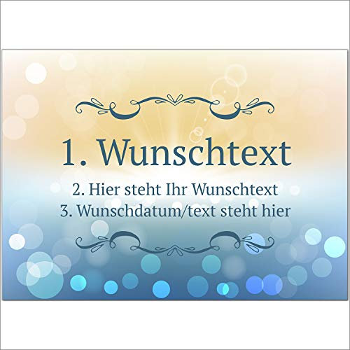 Einladungskarten Manufaktur Hamburg 8 x Personalisierte Gruß-Karten mit Ihrem Wunschtext, Motiv Verlauf Gelb Blau, als Einladung, Save The Date, Dankeskarte oder Geburtstagskarte, DIN A6