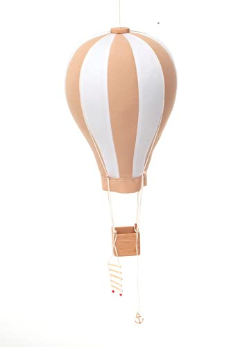 Hanging Textile Hot Air Balloon Kid Nude Beige Gold Colors Nursery Children Room Travel Theme Decor Large 12 in