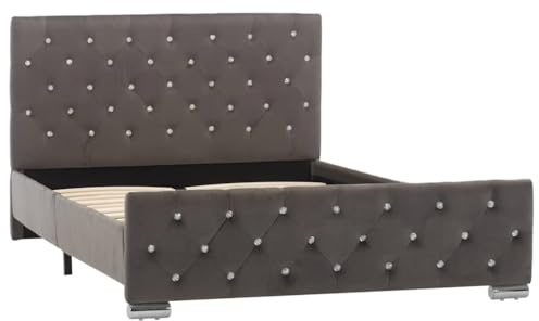 vidaXL Polsterbett Klassisch Bett Doppelbett Stoffbett Ehebett Schlafzimmerbett Bettgestell Bettrahmen Lattenrost Grau Samt 120x200cm