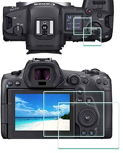 ULBTER Displayschutzfolie Schutzfolie für Canon EOS R5 +OBEN Displayschutz, EOS R5 9H Härte LCD Gehärtetes Glas Kratzfest Anti-Fingerabdruck Anti-Staub Blasenfrei [2+2 Stück] | [Nicht für R5II] EOSR5 gehärtetes Glas, 0,3 mm, High-Definition-Härte, 9H