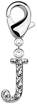 Paula & Fritz® Damen Charm-Anhänger Buchstaben Zirkonia Bead Träger-Armbänder 316L Chirurgenstahl Bettelarmband Arm-Schmuck Hals-Ketten Fuß-Kettchen