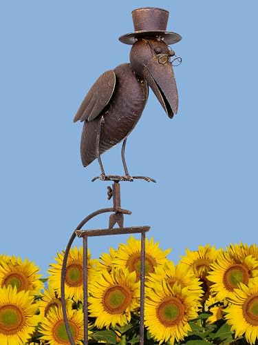 Pommerntraum ®| Windspiel Vogelwippe Metallwindspiel Vogel Vögel Raben | Gartenpendel Gartenwippe Gartendeko Gartenkunst Gartenstecker Vögelchen Rabendeko Rabenwindspiel (DÜNNER PROF. DR. RABE)