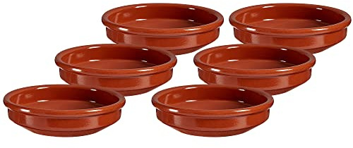 6-tlg. Set Cazuelas Vintage ofenfest - Größe Ø 20 cm | Mediterrane Tonschalen - Mit hochwertiger Handarbeit veredelt - Schalen für Tapas - Creme Brülèe