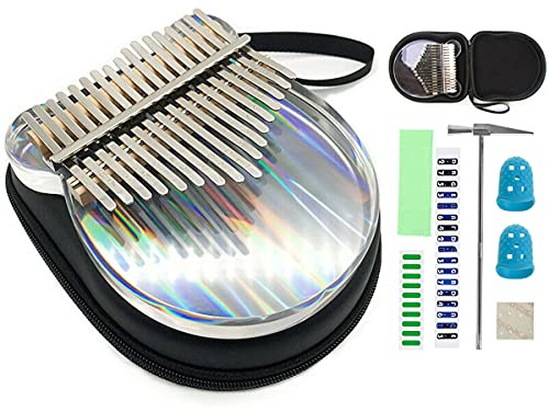 Aebor Rainbow Kalimba Daumenklavier mit 17 Tasten, kristallklar, EVA-Tragetasche, tragbares transparentes Acryl-Fingerklavier, Musikinstrument, Geschenk für Kinder und Erwachsene Anfänger, Bärenform