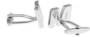 Wycian Manschettenknöpfe Herren Initialien, Manschettenknöpfe Silber Initialisiert Alphabet M Kupfer 1.6X1.4CM für Männer Vater Freund Tuxedo Shirt