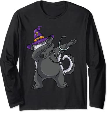Dabbing Strega Tasso di Miele Infermiera Halloween Maglia a Manica