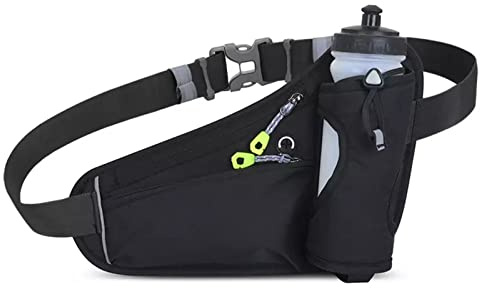 HOTEMIA Fanny Pack with Water Bottle Holder, Hydration Running Belt for Men Women Adjustable Strap Waist Bag Suitable for Hiking Running Walking Jogging Camping(Bottle Not Included) (Black)