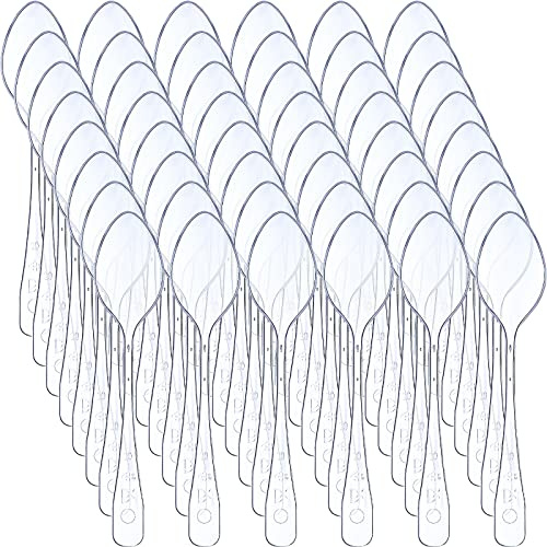 1000 Pcs Clear Mini Spoons for Desserts Small Plastic Tasting Tiny Disposable Spoons Plastic Serving Utensils Bulk for Sample, Ice Cream, Appetizer, 3.7 x 0.8 Inch