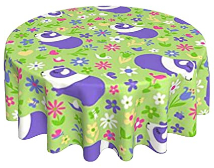 Cubierta De Mesa Conejillo De Indias Verde, Rosa, Púrpura Borrable Manteles Resistente Cubremesa 152Cm para Mesa Comedor Navidad