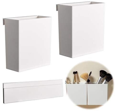 xiruiubao Rangement Pinceaux Maquillage Makeup Organizer - Détachable Organisateur de Cosmétiques Mural pour les Produits de Beauté et la Papeterie pour Bureau Vanités Chambre Salle Bains (Blanc)