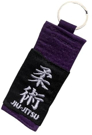 OSS - Portachiavi per Jiu Jitsu brasiliano, Jiu Jitsu, MMA, per tutte le classifiche delle cinture, idea regalo, Viola, 10 cm