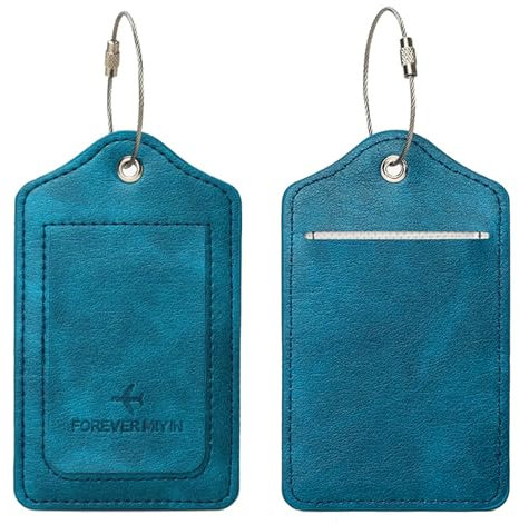 NY NEYYOS - 2 Stück Kofferanhänger, Wasserdichte Gepäckanhänger aus PU Leder für Reisetasche, Koffer, Handgepäck, Tasche; Kofferschilder, Namenschild, Adressschild, Reisezubehör, Luggage Tags Urlaub